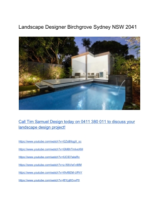 Landscape Designer Birchgrove Sydney NSW 2041