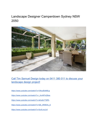 Landscape Designer Camperdown Sydney NSW 2050