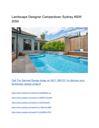 Landscape Designer Camperdown Sydney NSW 2050