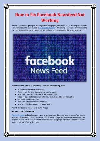 How to Fix Facebook Newsfeed Not Working