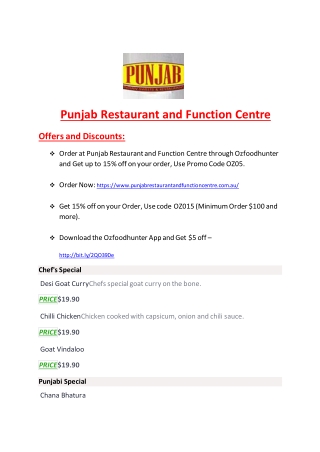 Punjab Restaurant and Function Centre – 10% OFF - Indian Restaurant in St Marys, NSW 2760