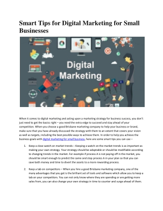 Smart Tips for Digital Marketing for Small Businesses