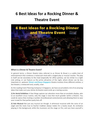 6 Best Ideas for a Rocking Dinner & Theatre Event
