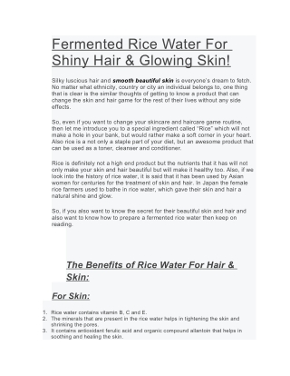 Fermented Rice Water For Shiny Hair & Glowing Skin!