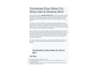 Fermented Rice Water For Shiny Hair & Glowing Skin!