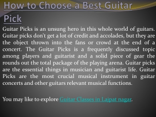 How to choose the best Guitar Pick for You