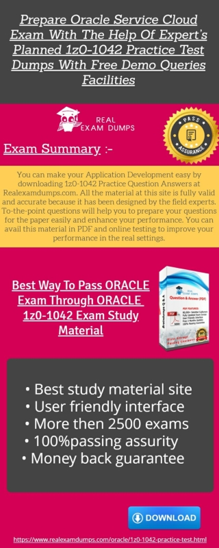 Prepare Oracle 1z0-1042 Practice Test Dumps With Using Realexamdumps.com Effective Designed Material In First Attempt.