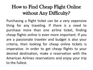 How to Find Cheap Flight Online without Any Difficulty?