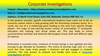 Here Is What You Should Do For Your corporate investigations