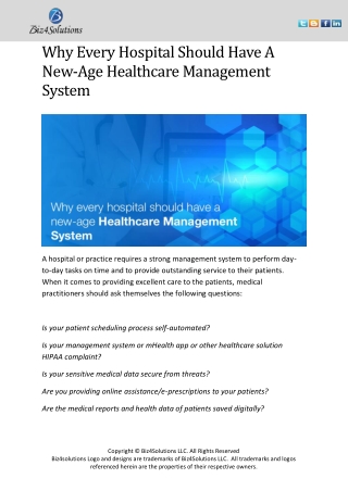 Why Every Hospital Should Have A New-Age Healthcare Management System