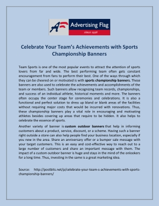 Celebrate Your Team’s Achievements with Sports Championship Banners