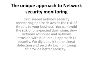 Network security monitoring in Ohio ,USA