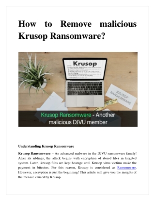 How to Remove Malicious Krusop Ransomware