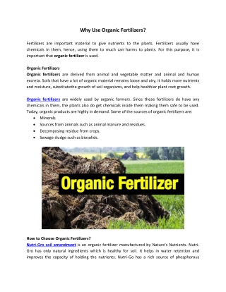 Why Use Organic Fertilizers?