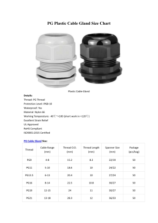 Plastic Cable Gland Size Chart Cable Glands Online