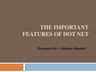 The Important Features of Dot Net