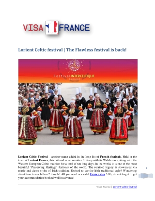 Read about the France Famous Lorient Celtic Festival