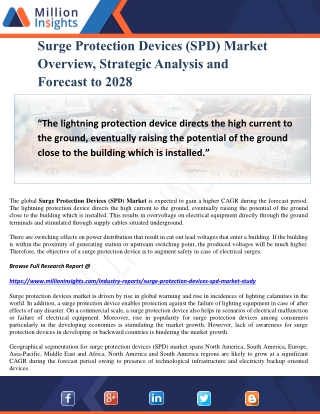 Surge Protection Devices (SPD) Market Overview, Strategic Analysis and Forecast to 2028