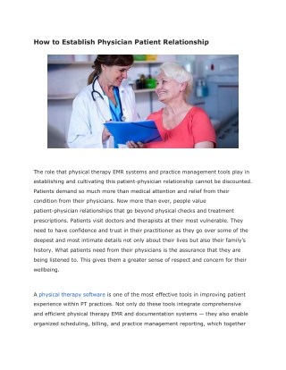 How to Establish Physician Patient Relationship