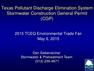 Texas Pollutant Discharge Elimination System Stormwater Construction General Permit (CGP)