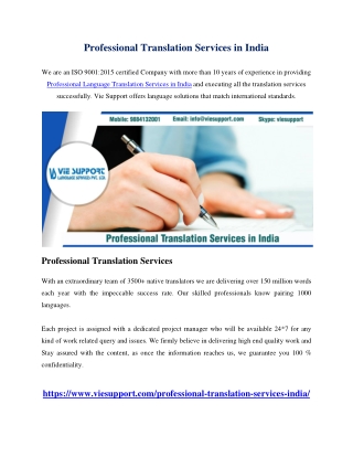 Professional Translation Services in India