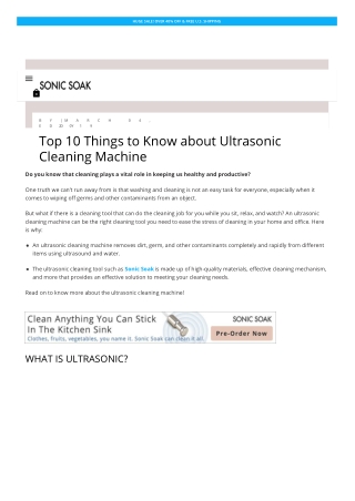 Top 10 Things to Know about Ultrasonic Cleaning Machine