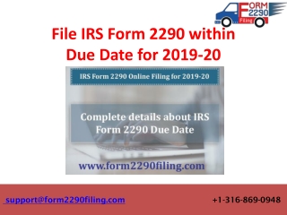 IRS Form 2290 Due Date | Form 2290 Online Filing | 2290 Tax online Filing