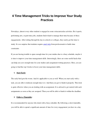 4 Time Management Tricks to Improve Your Study Practices