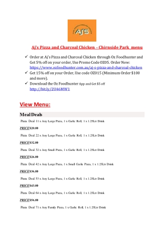 15% Off - Aj's Pizza and Charcoal Chicken-Chirnside Park - Order Food Online