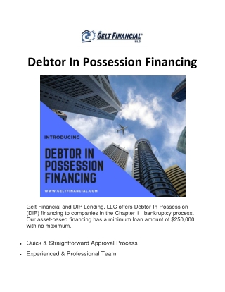 Debtor In Possession Financing