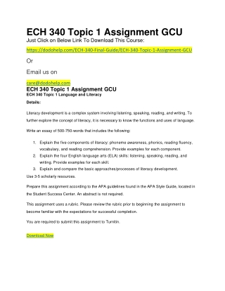 ECH 340 Topic 1 Assignment GCU