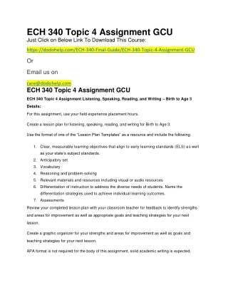 ECH 340 Topic 4 Assignment GCU