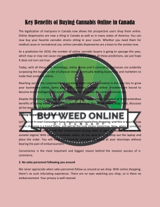 Key Benefits of Buying Cannabis Online in Canada