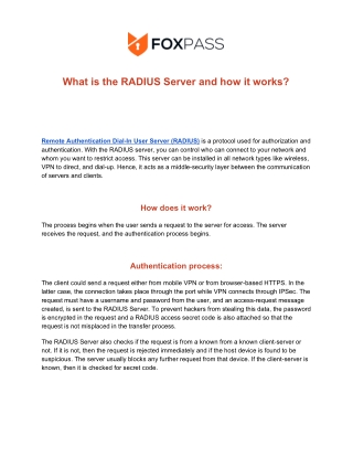 What is the radius server and how it works ? Foxpass