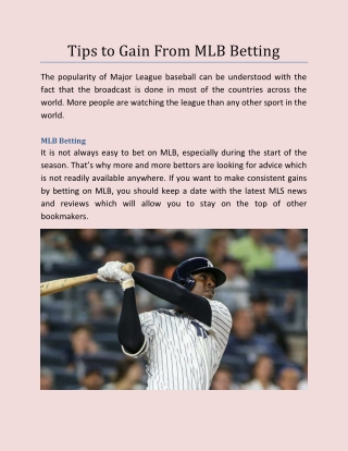 Tips to Gain From MLB Betting