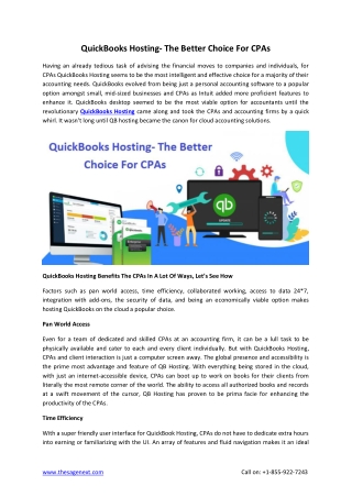 QuickBooks Hosting- The Better Choice For CPAs