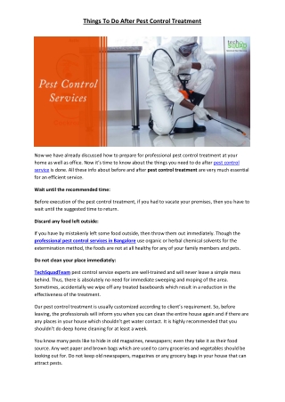Things To Do After Pest Control Treatment