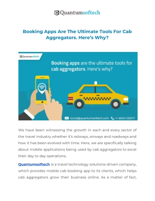 Booking Apps Are The Ultimate Tools For Cab Aggregators. Here’s Why?