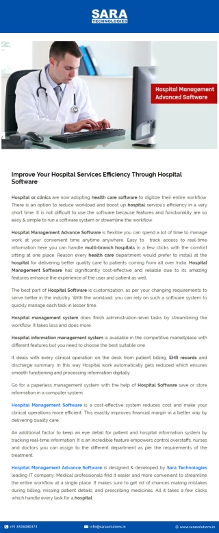 Improve Your Hospital Services Efficiency Through Hospital Software