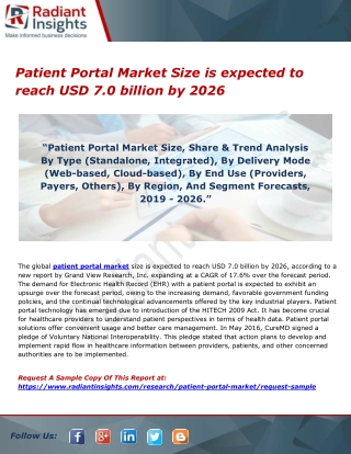 Patient Portal Market Size is expected to reach USD 7.0 billion by 2026