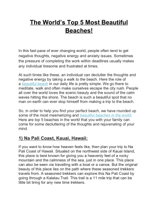 The World’s Top 5 Most Beautiful Beaches!
