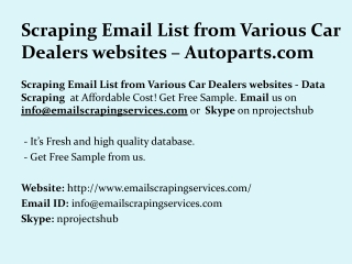 Scraping Email List from Various Car Dealers websites - Autoparts.com