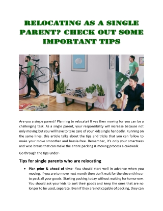 Relocating As a Single Parent? Check Out Some Important Tips