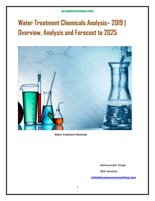 Global Water Treatment Chemicals market is expected to grow with a CAGR of 5.70% during the forecast period 2018-2025