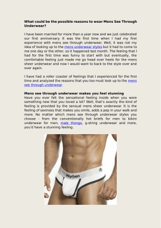 What could be the possible reasons to wear Mens See Through Underwear?