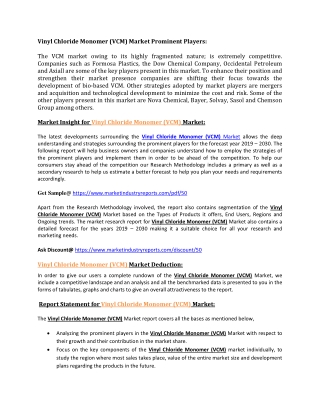 Vinyl Chloride Monomer (VCM) Market statistics facts and figures 2019