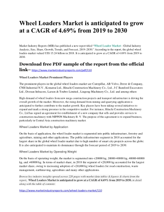 Wheel Loaders Market Latest Innovations, Industry Challenges, Drivers and Forecast to 2030