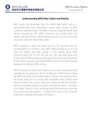 Understanding MPO Fiber Cables and Polarity