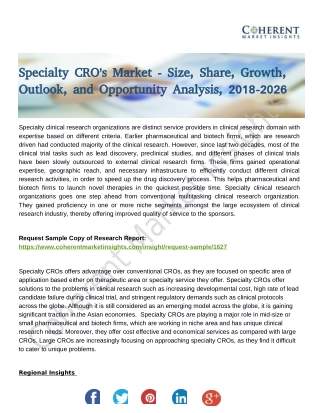 Specialty CRO's Market 2018 Drivers, Challenges, Key Regions