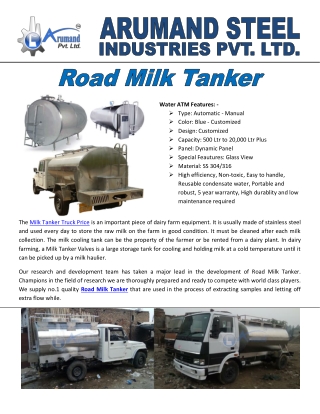 Road Milk Tanker